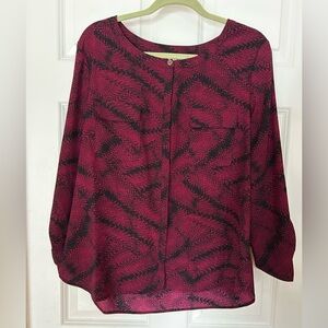 Anne Klein Black and Cabernet  Blouse XL - EUC